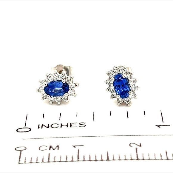 Natural Sapphire Diamond Stud Earrings 14k Gold 0.90 TCW Certified $2,450 215613 - Picture 5 of 9